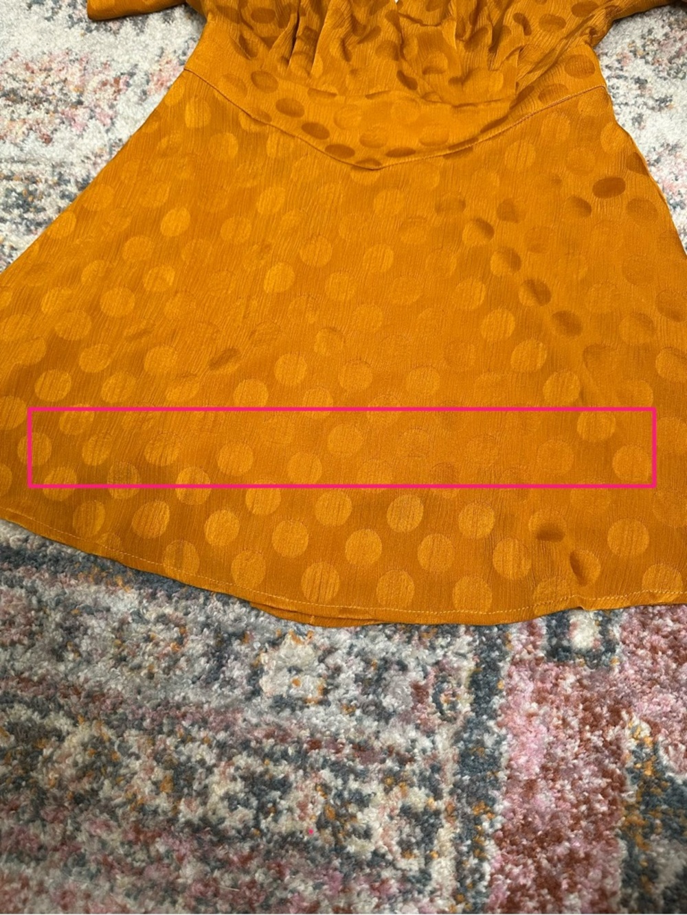 Revolve Tularosa Whitley Short Sleeve Satin Flowy Dress Polka Dot Orange Sz XS - Picture 12 of 12